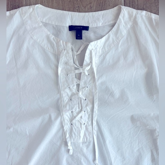 J. Crew White Lace Up Cotton Shift Dress - Picture 3 of 6